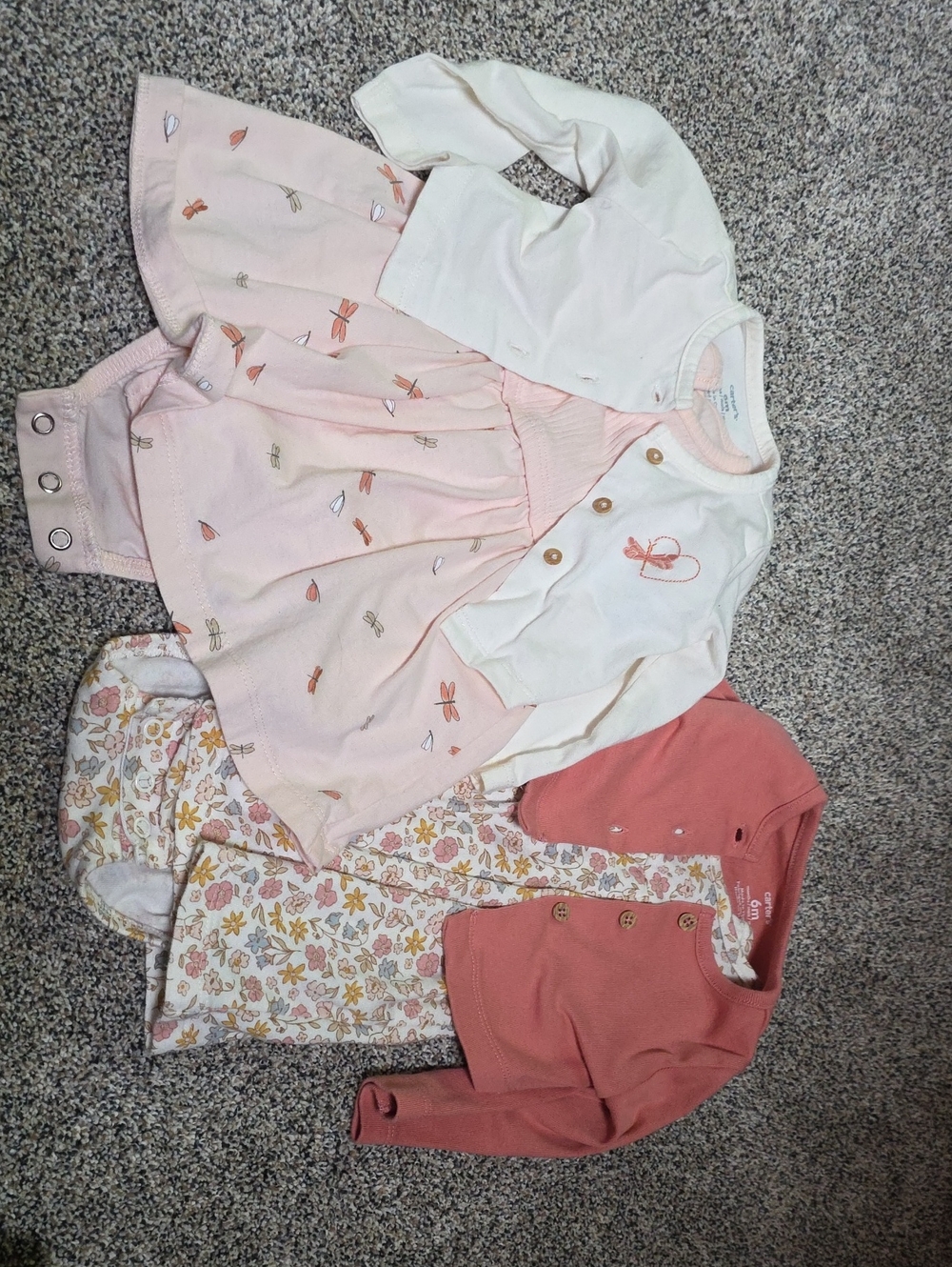 Carter's Pink Dragonfly Dress and Coordinating Cardigans Set